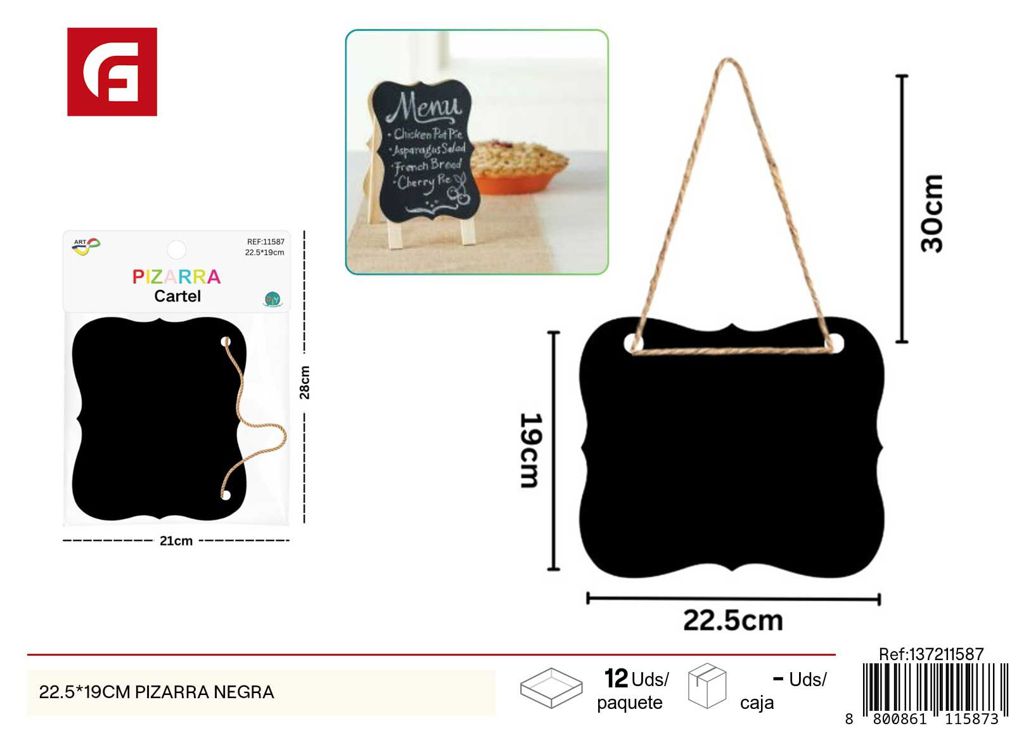 Pizarra negra 22.5*19 cm - Material escolar y pizarras