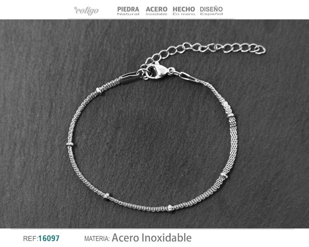 Pulsera de cadena acero plateado - Bisutería y joyas elegantes