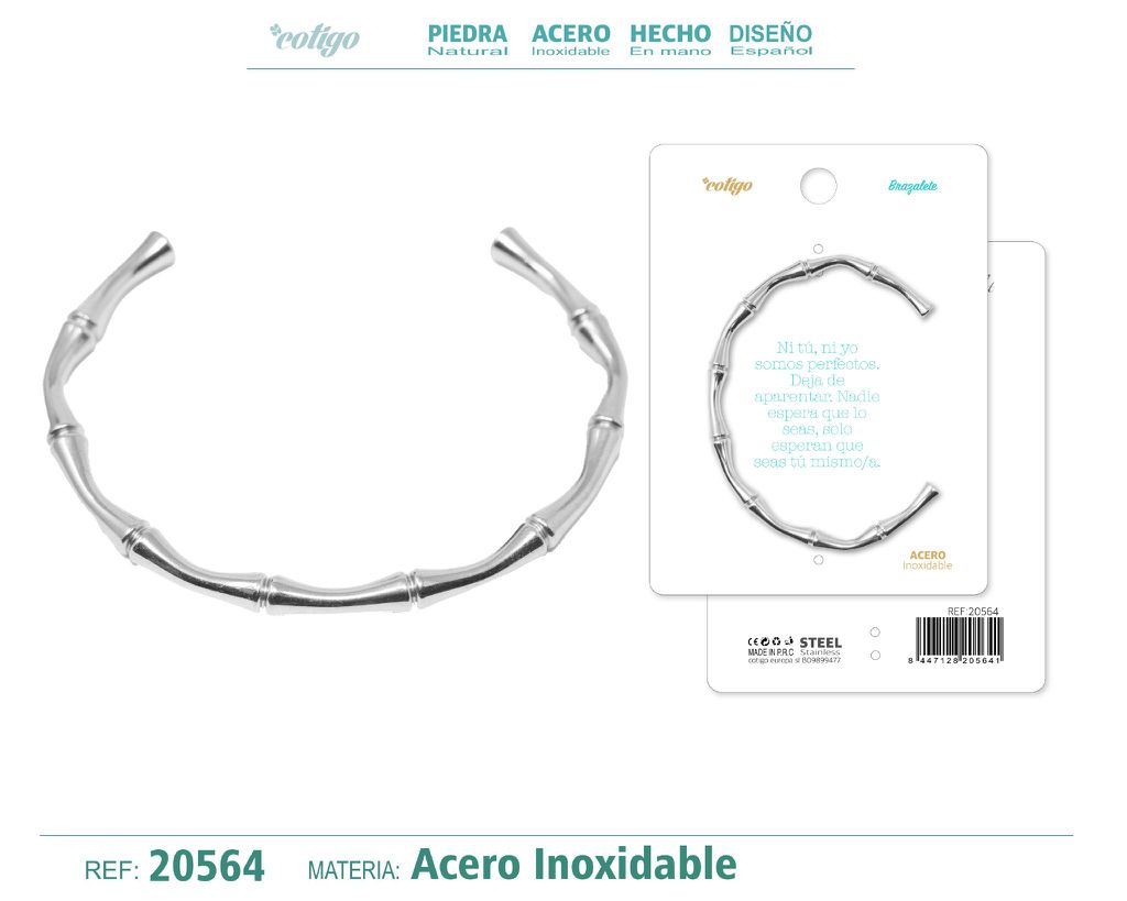 Brazalete de acero color plateado - Joyería de diseño y elegancia