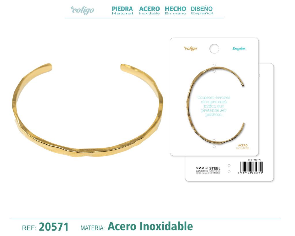 Brazalete de acero color dorado - Joyería que destaca
