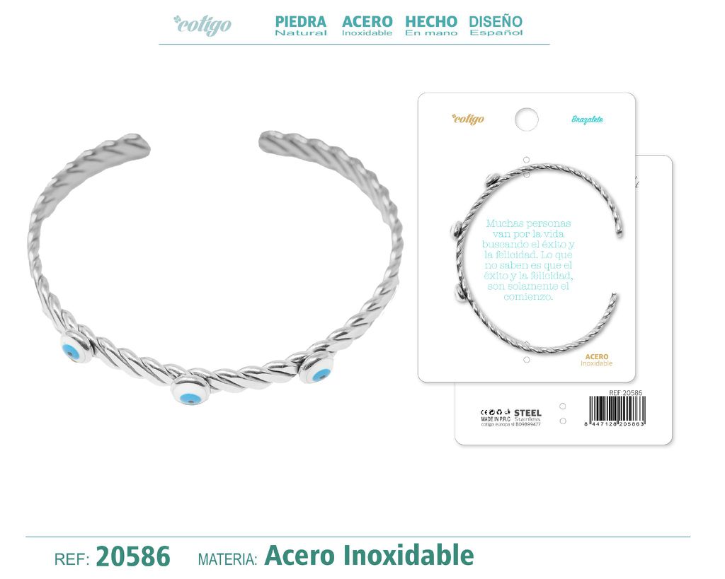 Brazalete de acero color plateado - Combinación perfecta de estilo