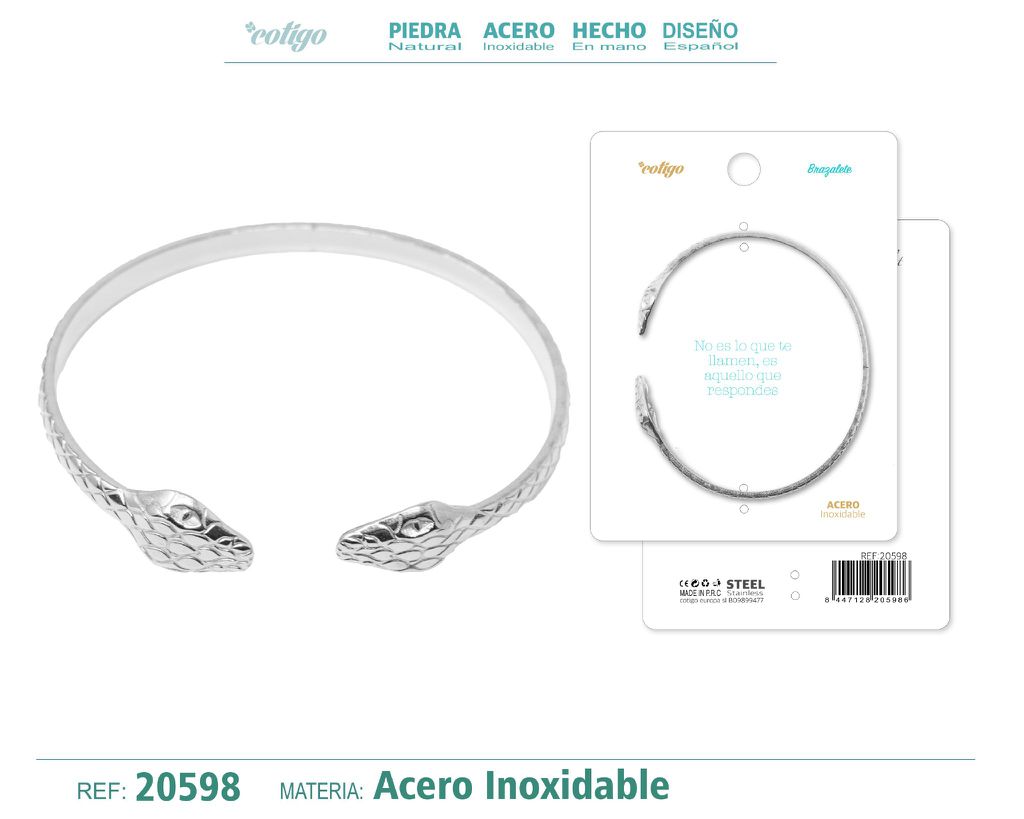 Brazalete de acero color plateado - La elegancia en bisutería