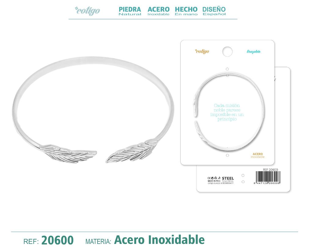 Brazalete de acero color plateado - Joyería única y especial