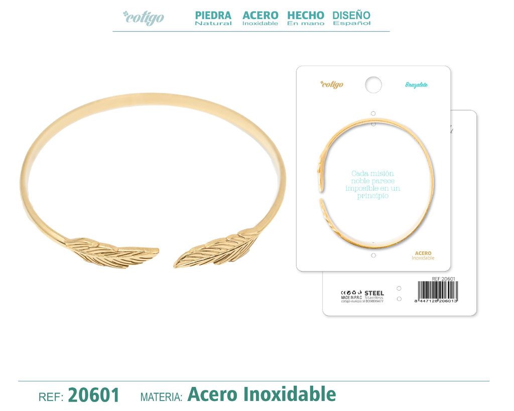 Brazalete de acero color dorado - Joyería sofisticada y moderna