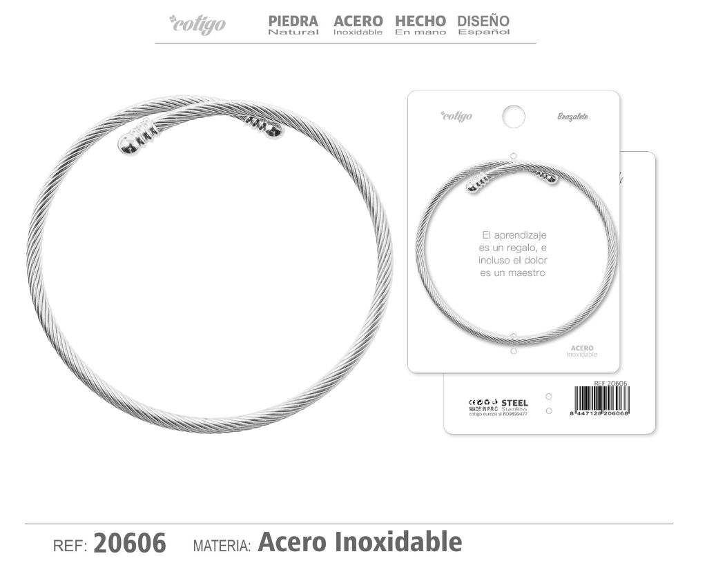 Brazalete de acero color plateado - Joyería para cada ocasión