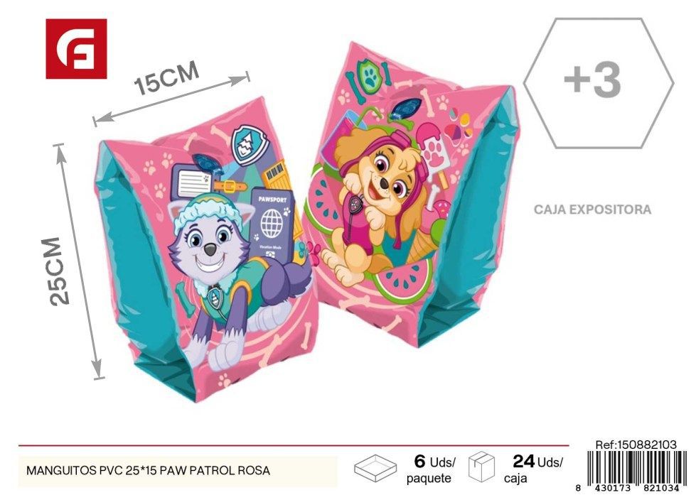 Manguitos de PVC Paw Patrol rosa 25x15 cm - Accesorios para piscina y productos de verano