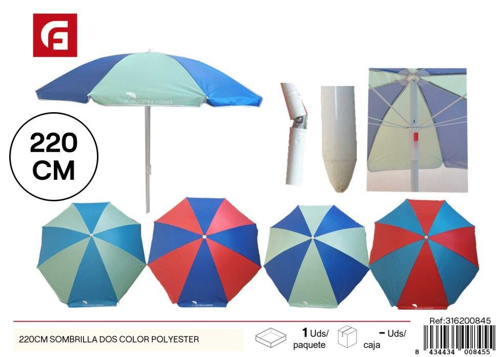 Sombrilla bicromática 220 cm 8k - Productos de verano y sombrillas
