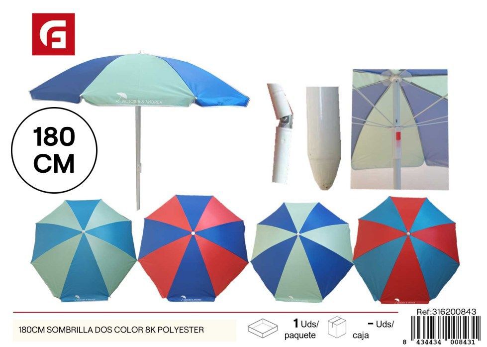 Sombrilla bicromática 180 cm 8k - Productos de verano y sombrillas