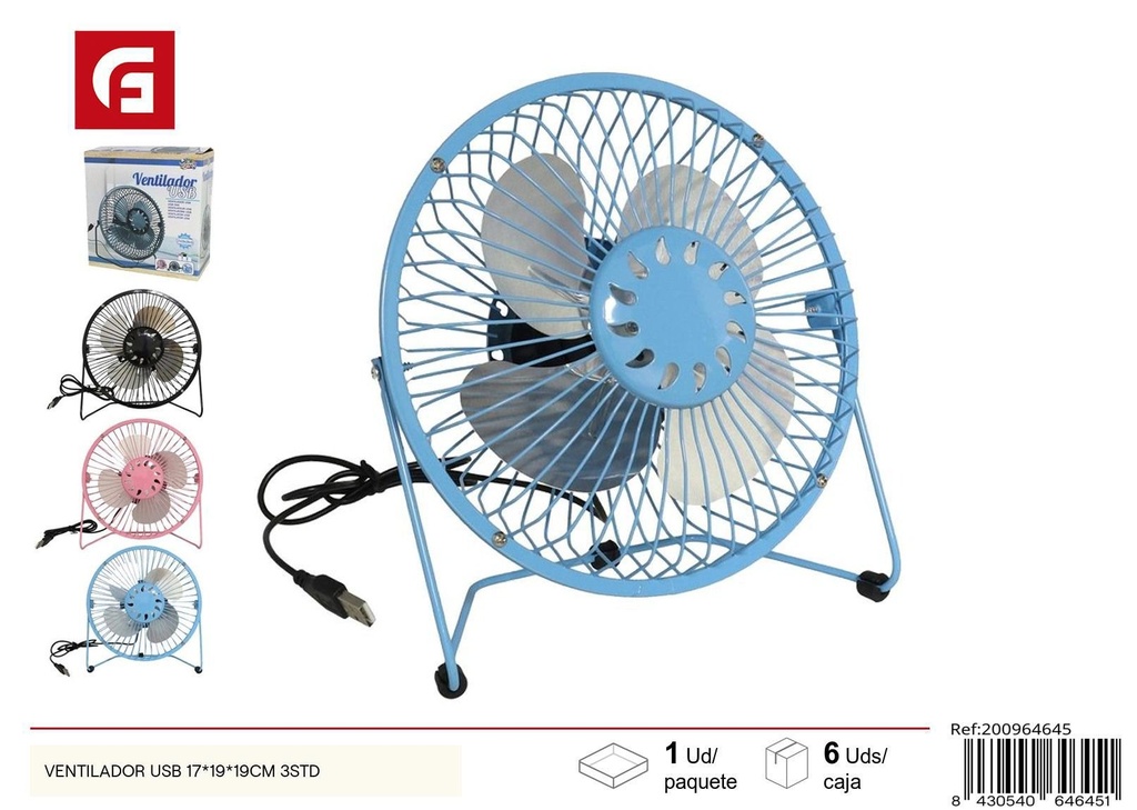 Ventilador USB 17*19*19 cm 3 STD - Electrodomésticos para el verano