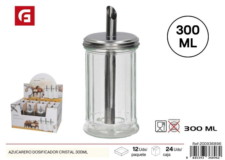 Azucarero dosificador de cristal 300ml - Utensilios de cocina
