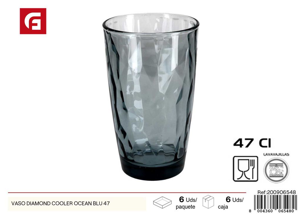 Vaso diamond cooler ocean blue 47cm - Vasos de vidrio