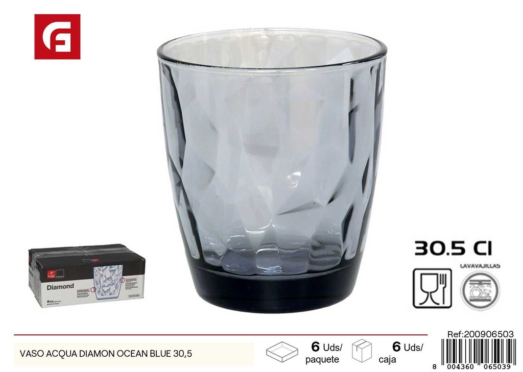 Vaso Acqua Diamante azul océano 30.5cm - Vidrio y cerámica