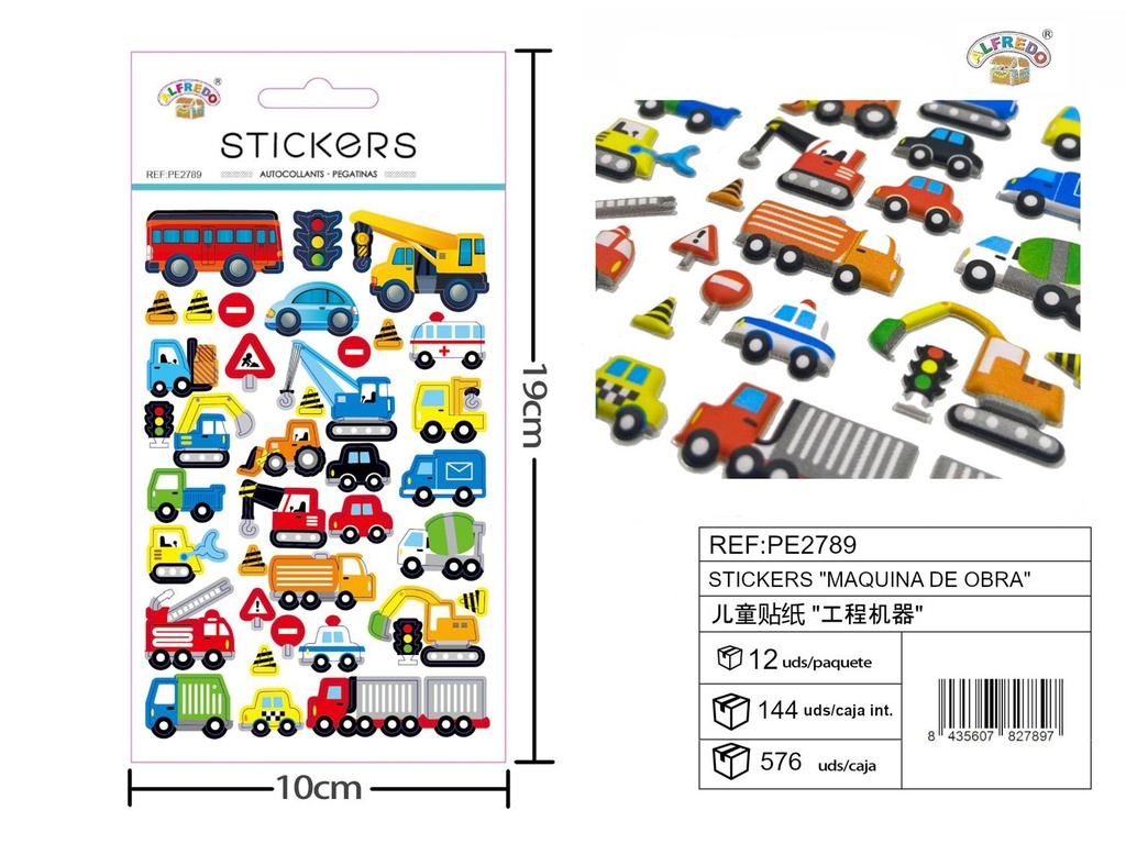 Stickers "Máquina de Obras" 10x19 cm - Stickers y manualidades