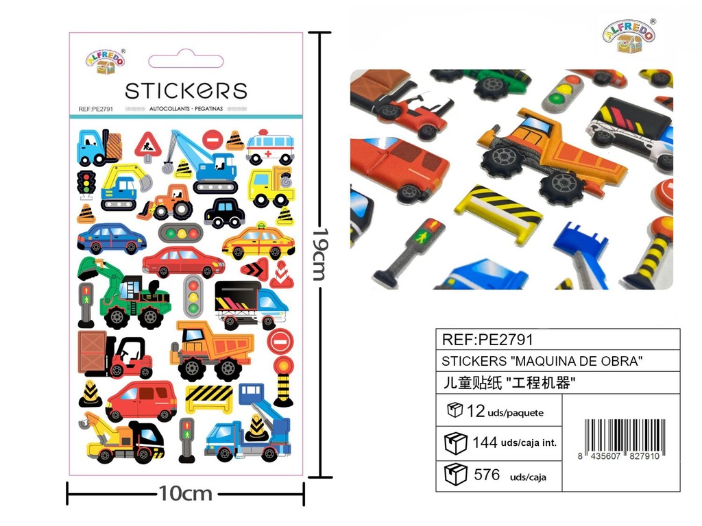 Stickers "Máquina de Obras" 10x19 cm - Stickers y manualidades