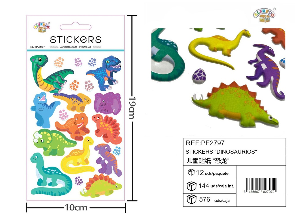 Stickers "Dinosaurios" 10x19 cm - Stickers y manualidades