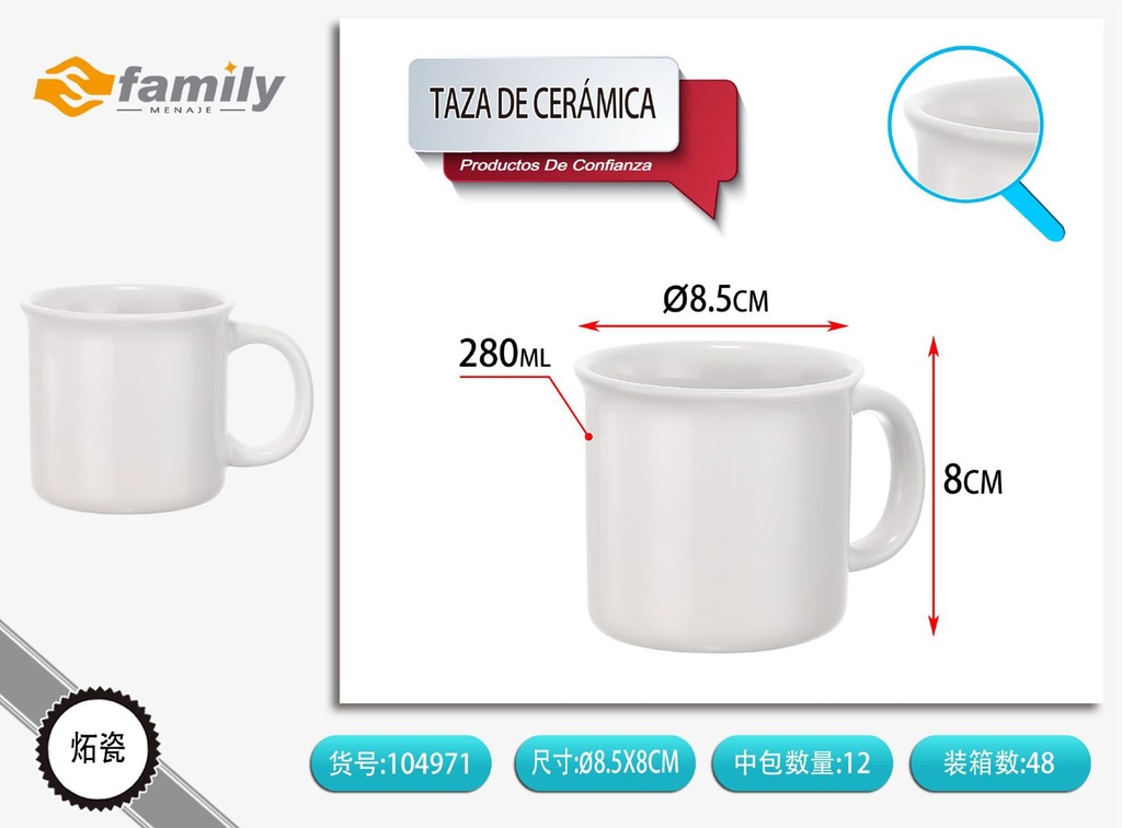 Taza de cerámica 11oz 280ml - Cerámica para bebidas