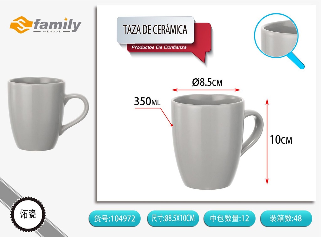 Taza de cerámica 12oz 350ml - Cerámica para bebidas