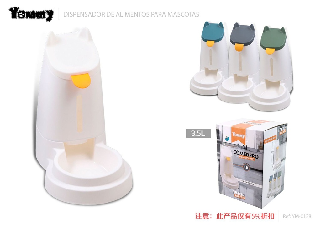 Dispensador de comida para mascotas 3.5 L - Alimentación y cuidados para mascotas