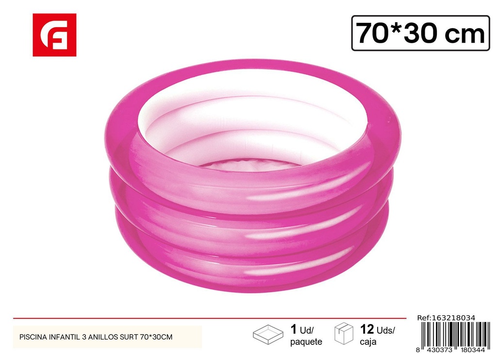 Piscina infantil 3 anillos surtida 70*30 cm - Accesorios para el verano