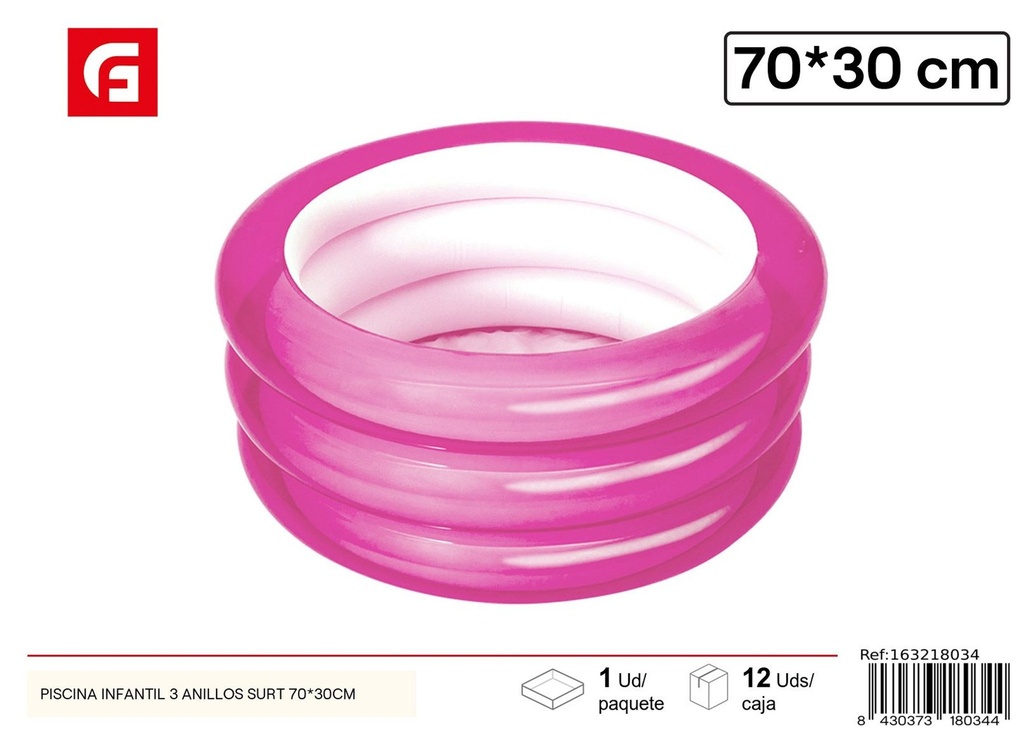 Piscina infantil con 3 anillos surtido 70*30cm - Juguetes de verano