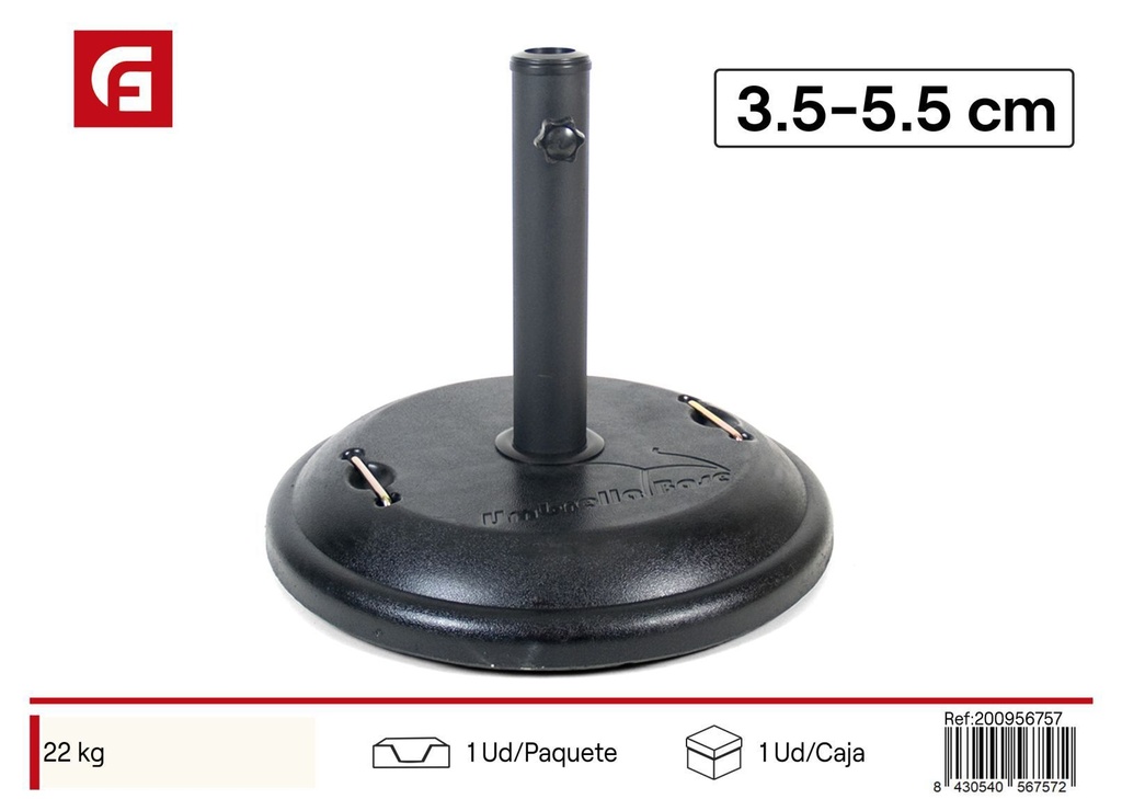 Pie de sombrilla Luka 22 kg negro - Accesorios para el verano