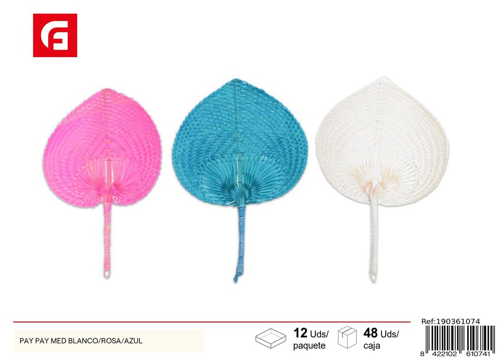 Pay Pay mediano blanco/rosa/azul - Abanicos de verano 