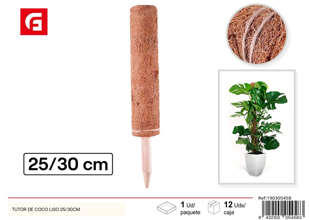 Tutor de coco liso 25/30 cm - Plantas y soporte de jardinería