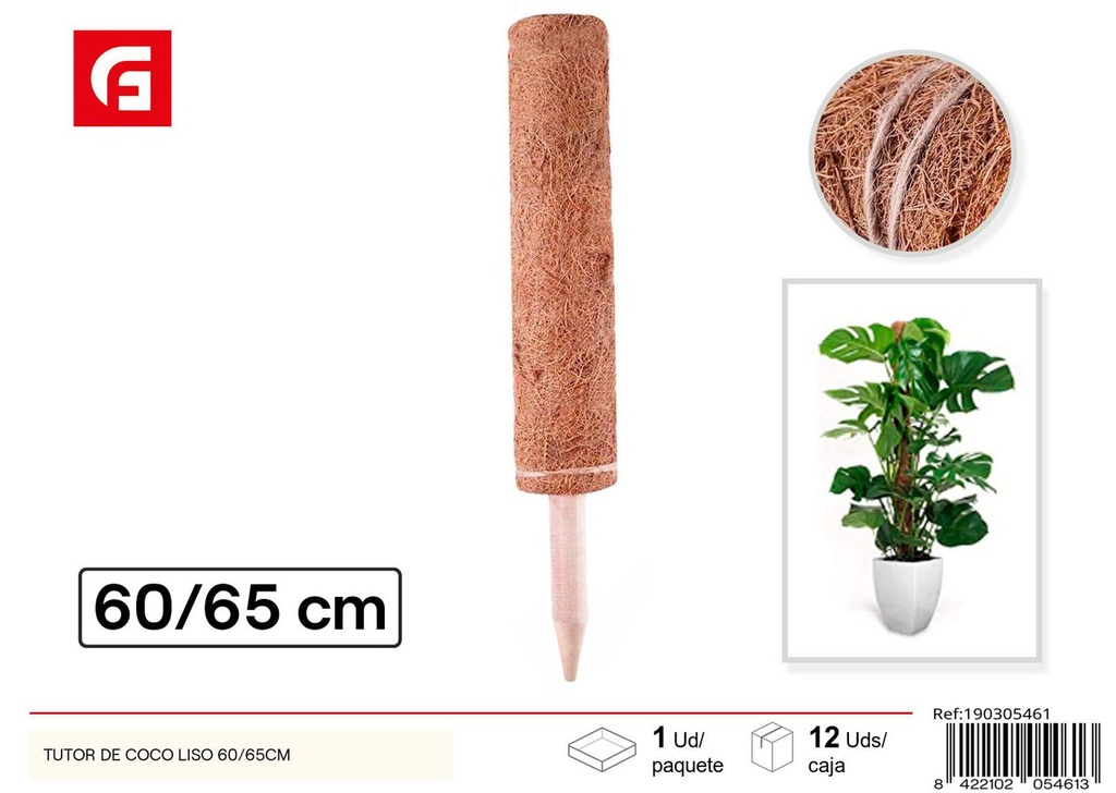 Tutor de coco liso 60/65 cm - Soporte estético para jardín