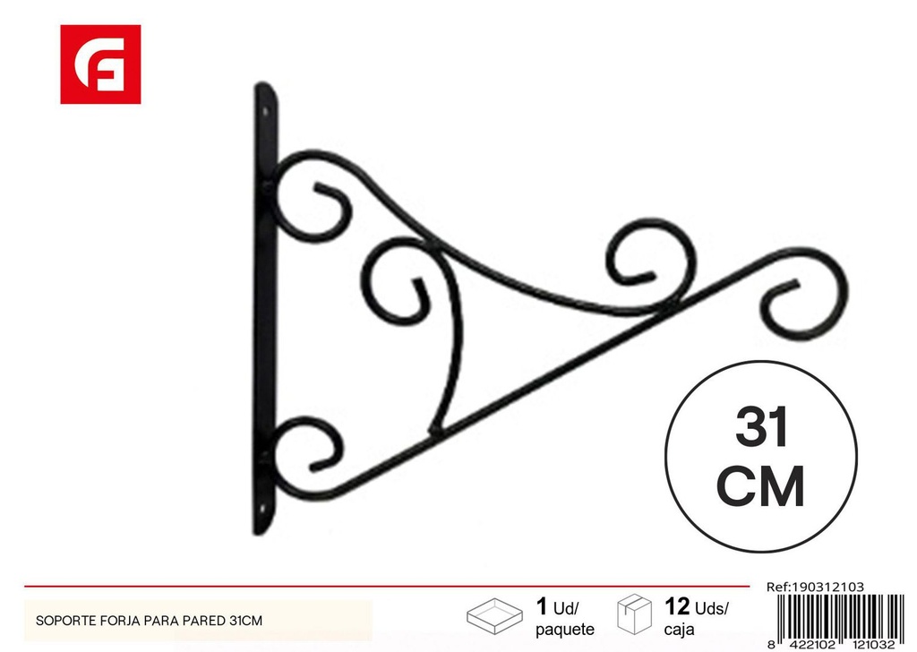 Soporte de forja para pared 31 cm - Diseño elegante para jardinería