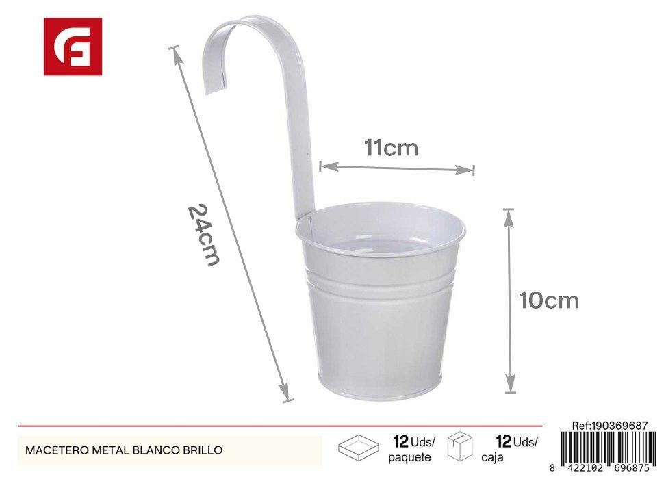 Macetero metal blanco brillo - Estilo contemporáneo para el hogar