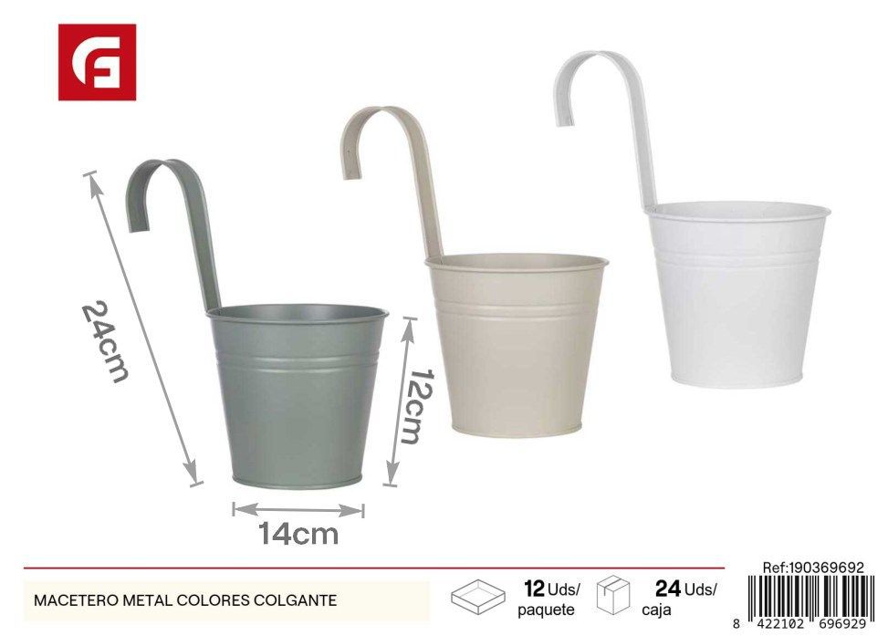 Macetero metal colores colgante - Adorno funcional para plantas
