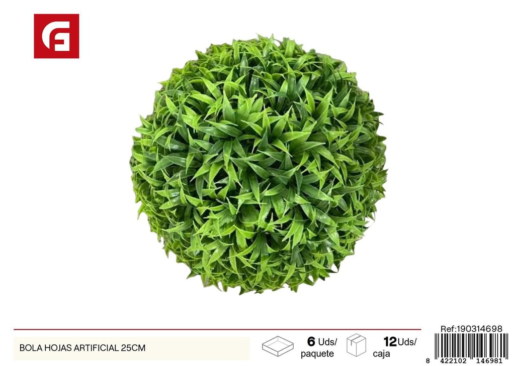 Bola de hojas artificial 25cm - Decoraciones para jardín y plantas artificiales