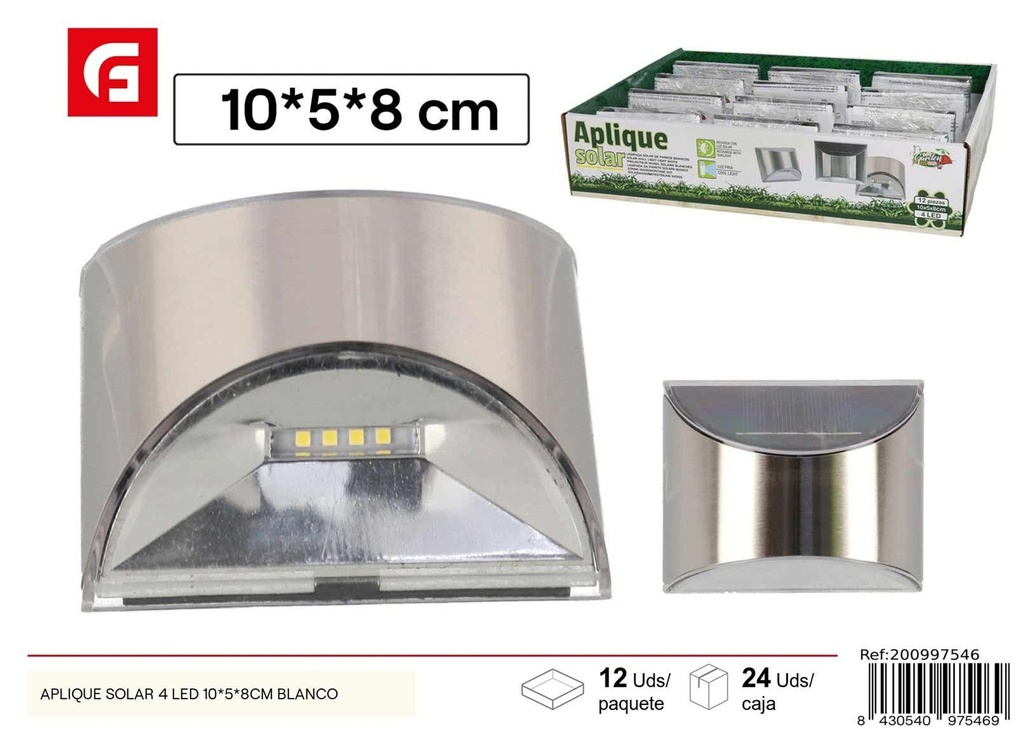 Aplique solar de 4 LED 10*5*8cm blanco - Iluminación exterior