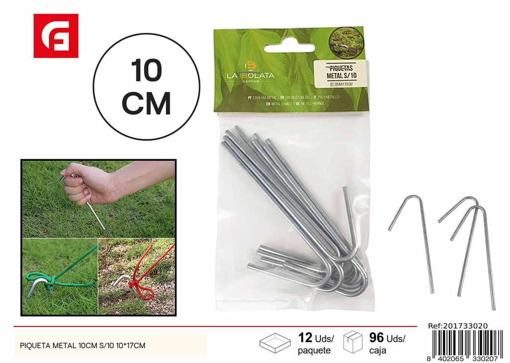 Piquetas de metal 10 cm de 10 unidades - Accesorios de jardinería
