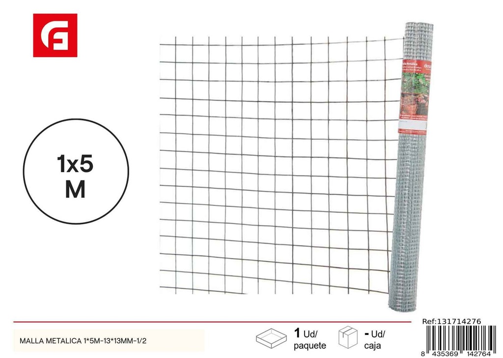 Malla metálica 1*5m 13*13mm - Accesorios de jardín y mallas de ocultación