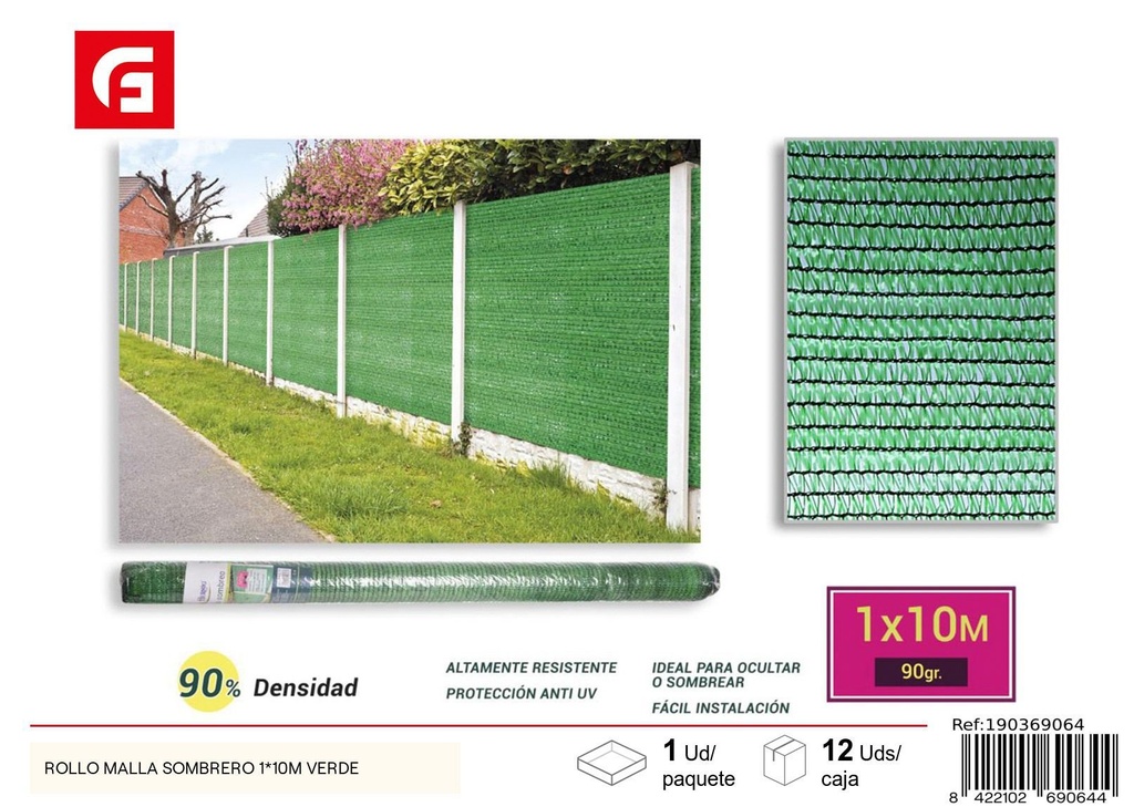 Rollo de malla sombrero verde 1 x 10 m - Jardín y protección solar
