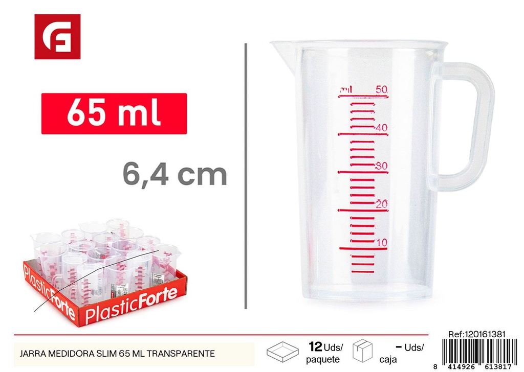 Jarra medidora slim 65 ml transparente - Utensilios de medición para cocina