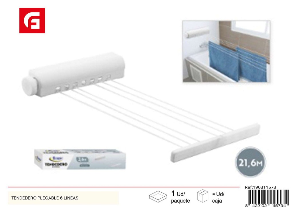 Tendedero plegable 6 líneas - Accesorios para secado