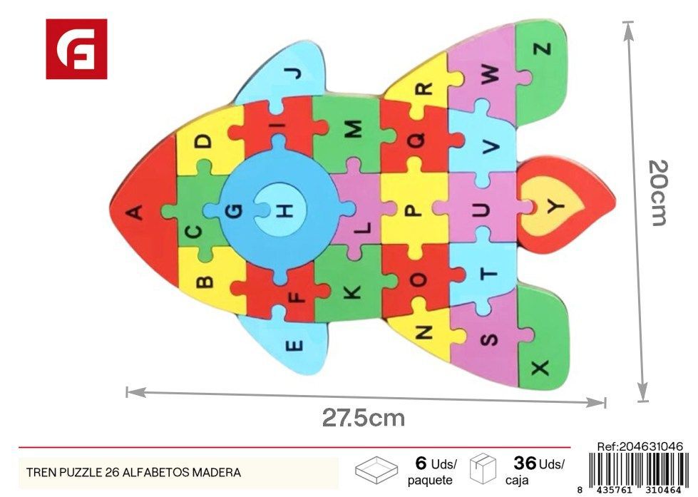 Puzzle de madera 26 letras con tren - Juegos educativos para niños