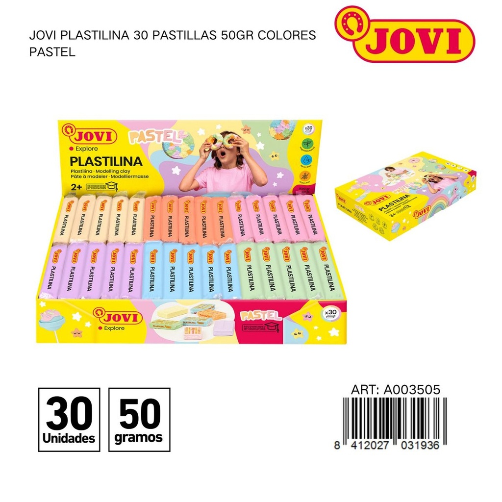 Plastilina JOVI 30 pastillas colores pastel - Artículos de manualidades y modelado