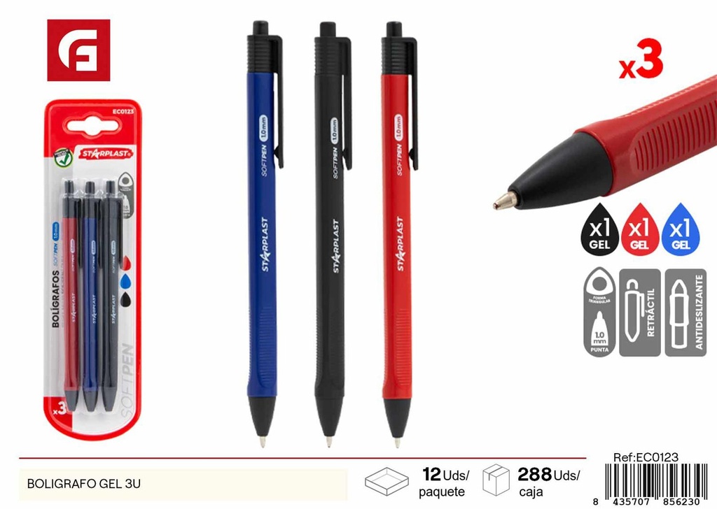 Bolígrafo de gel (3 piezas) - Material de escritura y oficina