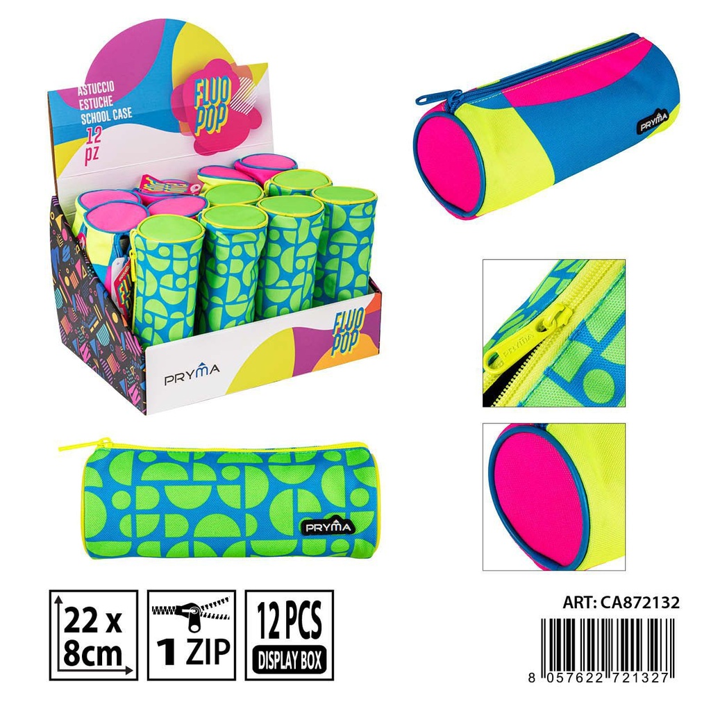 Estuche escolar redondo 22x8 cm - Accesorios de mochilas y organización