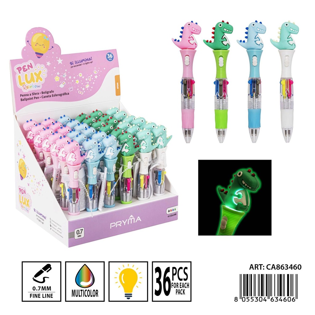 Bolígrafo multicolor 4 en 1 con luz 0.7 mm 13 cm - Herramientas de escritura creativas