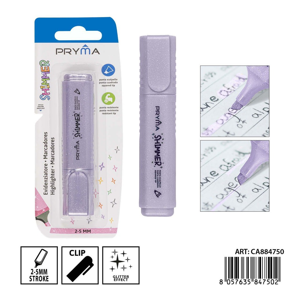 Subrayador metálico purpurina 2/5 mm color lila - Material de escritura