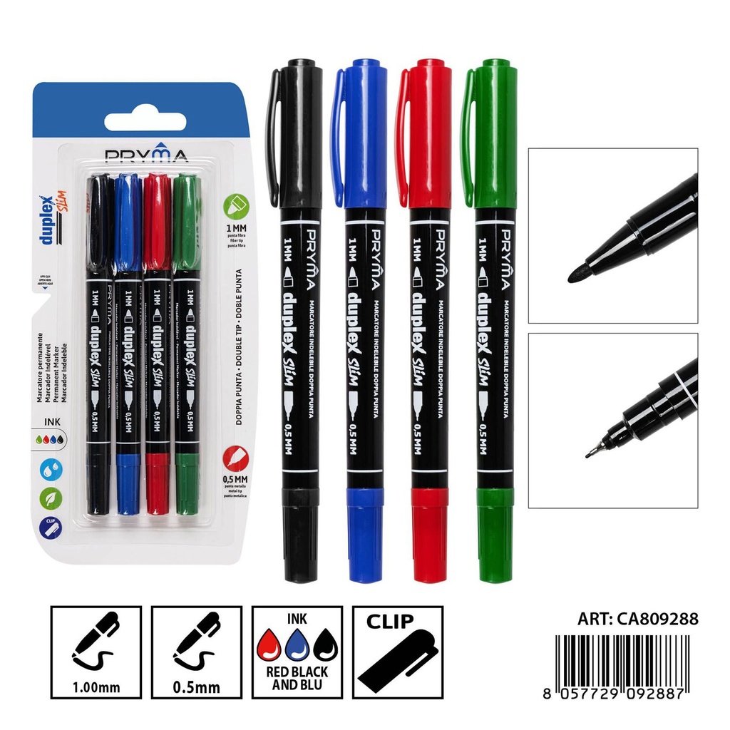 Marcador de doble punta 0.5-1 mm (4 piezas) - Herramientas de escritura