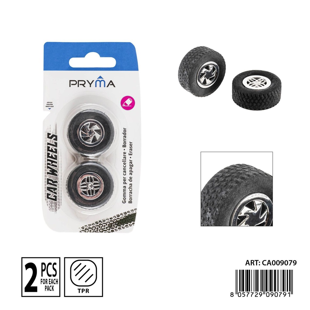 Goma de borrar en forma de ruedas (2 piezas) - Material de oficina y escolar