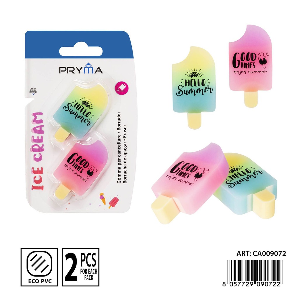 Goma de borrar en forma de helados (2 piezas) - Material de oficina y escolar