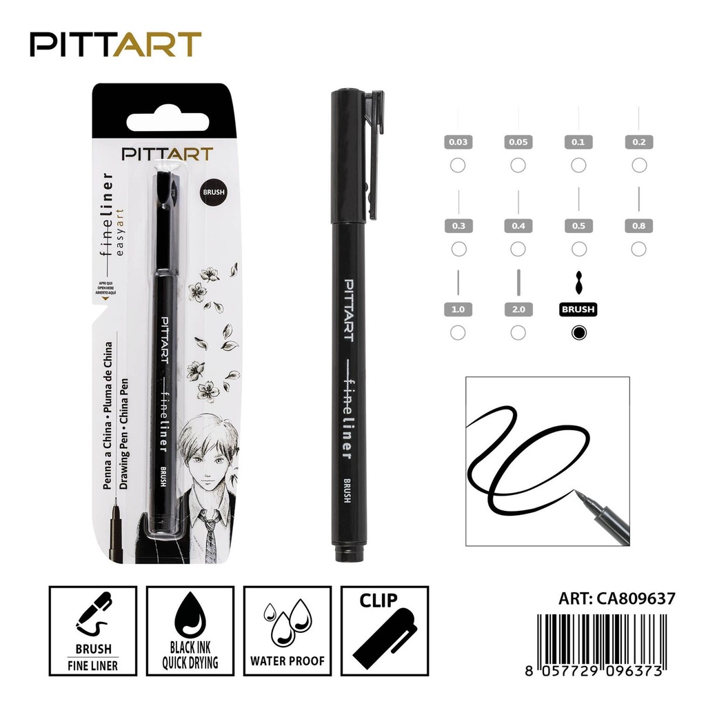 Bolígrafo de punta pincel 0.8 mm negro - Herramientas de escritura y arte