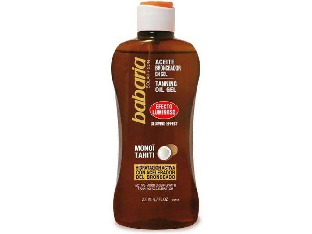 Aceite bronceador solar gel luminoso BABARIA 200ml - Productos de protección solar