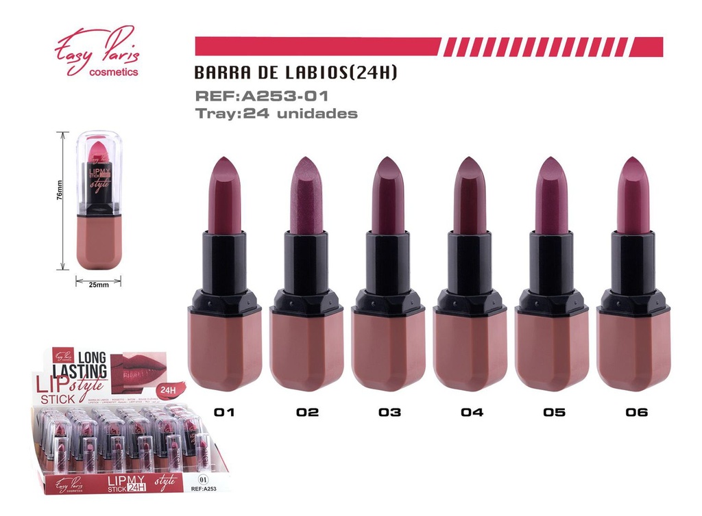  Barra de Labios Fijo 24h 24u - Labios duraderos y maquillaje
